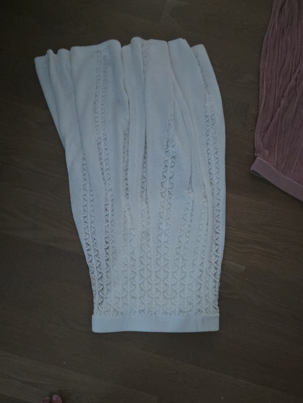 Zimmermann Cream Knit Midi Skirt with Lace-Inspired Panels